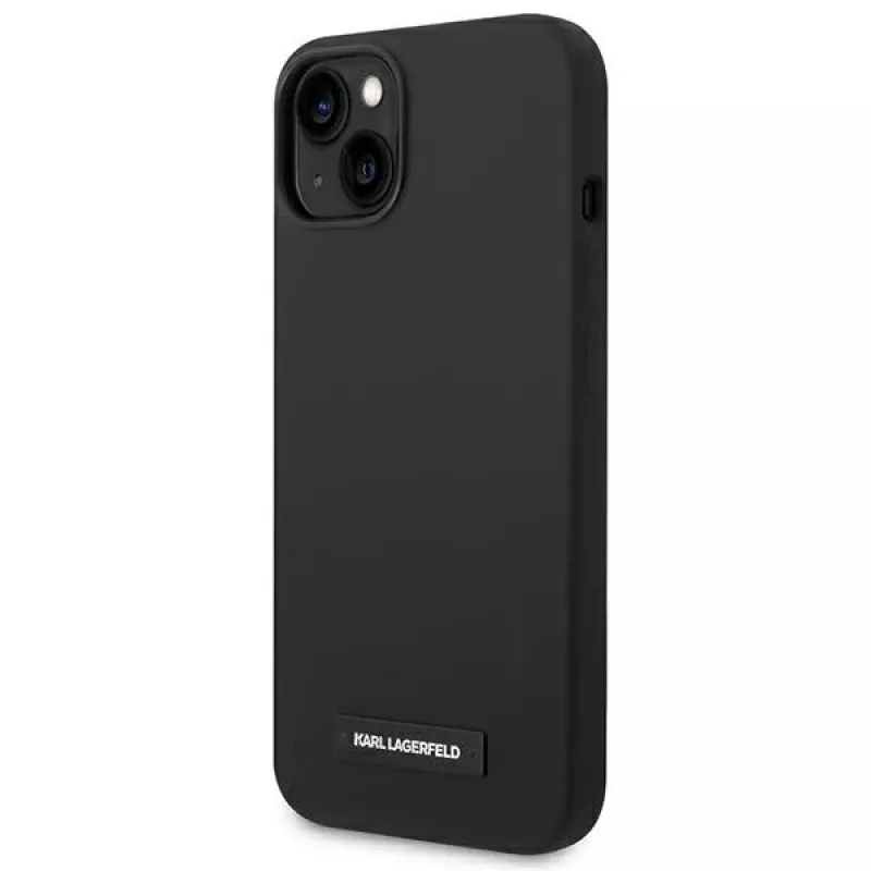 Karl Lagerfeld KLHMP14MSLMP1K Silicone Plaque MagSafe Hard Case für iPhone 14 Plus / 15 Plus 6,7 inch Schwarz
