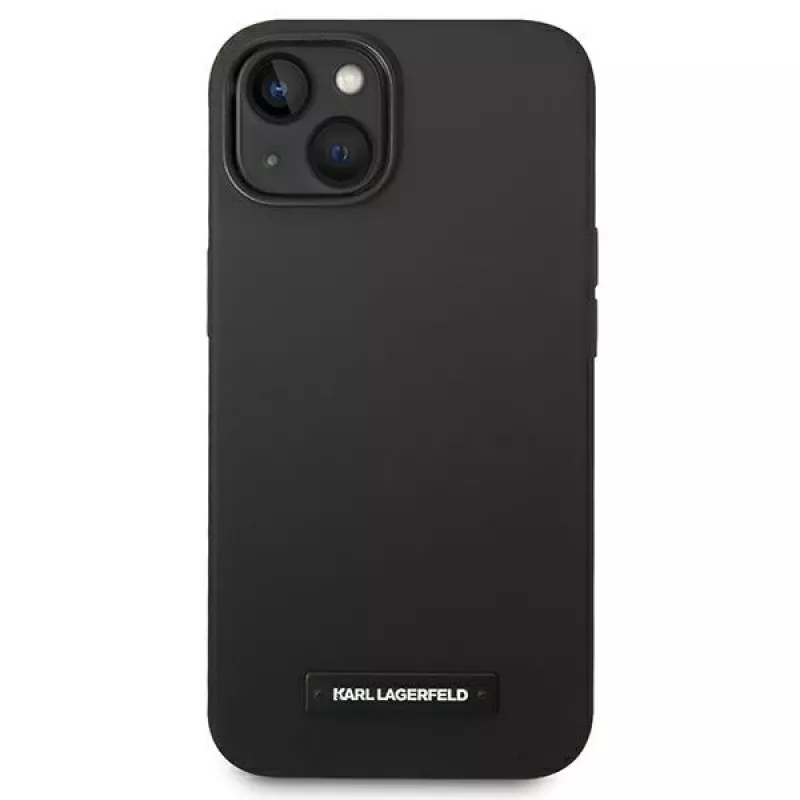 Karl Lagerfeld KLHMP14MSLMP1K Silicone Plaque MagSafe Hard Case für iPhone 14 Plus / 15 Plus 6,7 inch Schwarz