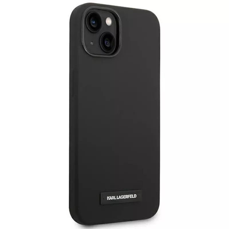 Karl Lagerfeld KLHMP14MSLMP1K Silicone Plaque MagSafe Hard Case für iPhone 14 Plus / 15 Plus 6,7 inch Schwarz