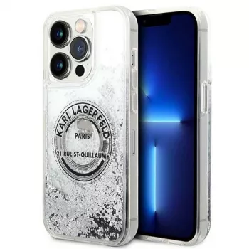 Karl Lagerfeld KLHCP14XLCRSGRS Liquid Glitter Hard Case für Apple iPhone 14 Pro Max 6,7 inch Silber