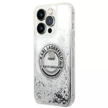 Karl Lagerfeld KLHCP14XLCRSGRS Liquid Glitter Hard Case für Apple iPhone 14 Pro Max 6,7 inch Silber