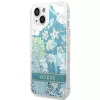 Guess GUHCP14SLFLSN Flower Liquid Glitter Hard Case für Apple iPhone 13 / 14 / 15 6,1 inch - Grün