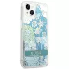 Guess GUHCP14SLFLSN Flower Liquid Glitter Hard Case für Apple iPhone 13 / 14 / 15 6,1 inch - Grün