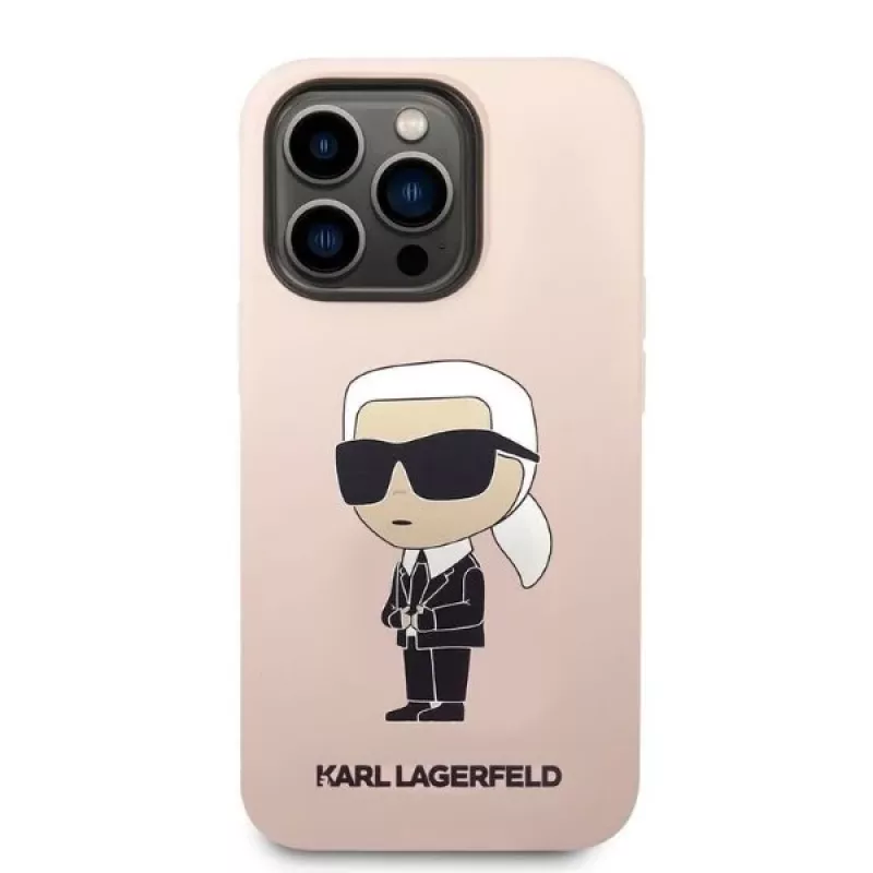 Karl Lagerfeld KLHCP14XSNIKBCP Ikonik Silicone Hard Case für iPhone 14 Pro Max 6,7 Zoll Pink