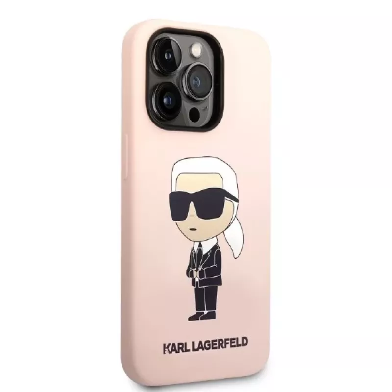 Karl Lagerfeld KLHCP14XSNIKBCP Ikonik Silicone Hard Case für iPhone 14 Pro Max 6,7 Zoll Pink