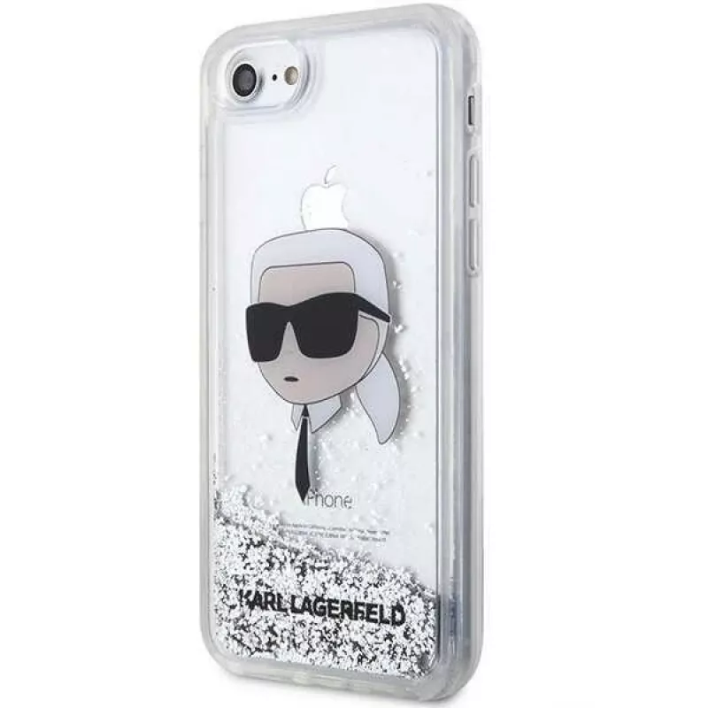 Karl Lagerfeld KLHCI8LNKHCH Hardcase Glitter Karl Head für iPhone 7/8/SE 2020/SE 2022, Silber