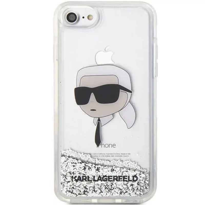 Karl Lagerfeld KLHCI8LNKHCH Hardcase Glitter Karl Head für iPhone 7/8/SE 2020/SE 2022, Silber
