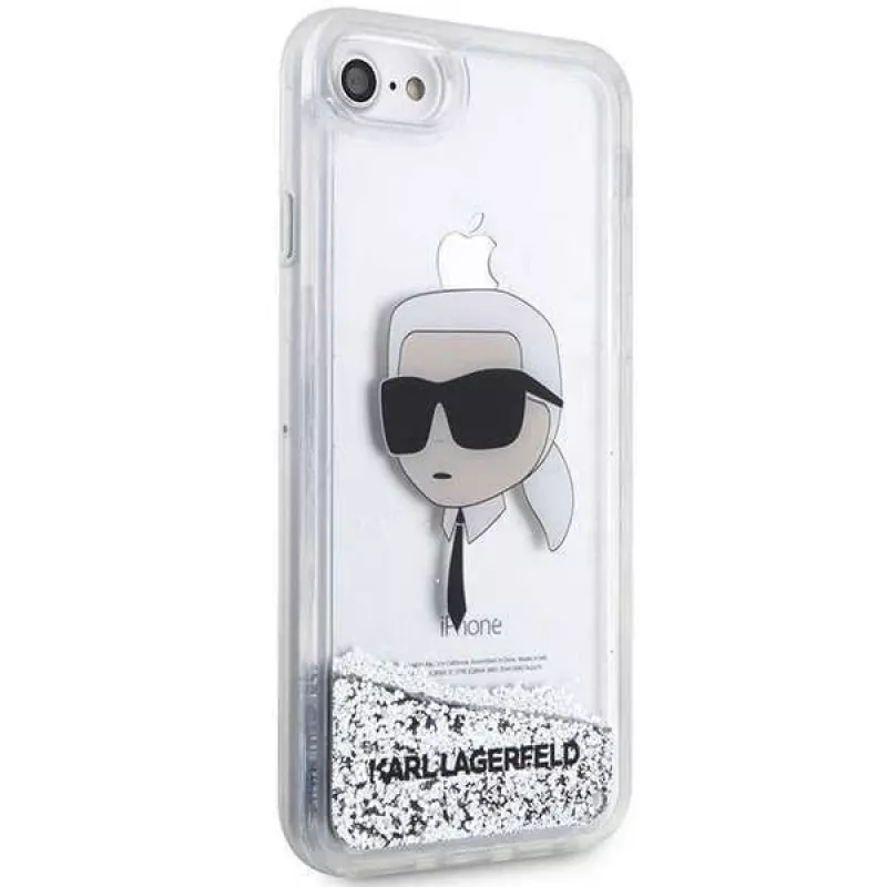 Karl Lagerfeld KLHCI8LNKHCH Hardcase Glitter Karl Head für iPhone 7/8/SE 2020/SE 2022, Silber