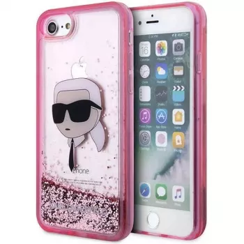 Karl Lagerfeld KLHCI8LNKHCP Hardcase Glitter Karl Head für iPhone 7/8/SE 2020/SE 2022, Pink
