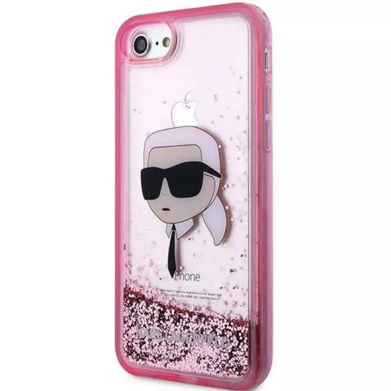 Karl Lagerfeld KLHCI8LNKHCP Hardcase Glitter Karl Head für iPhone 7/8/SE 2020/SE 2022, Pink