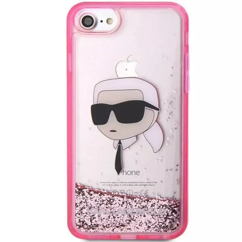 Karl Lagerfeld KLHCI8LNKHCP Hardcase Glitter Karl Head für iPhone 7/8/SE 2020/SE 2022, Pink