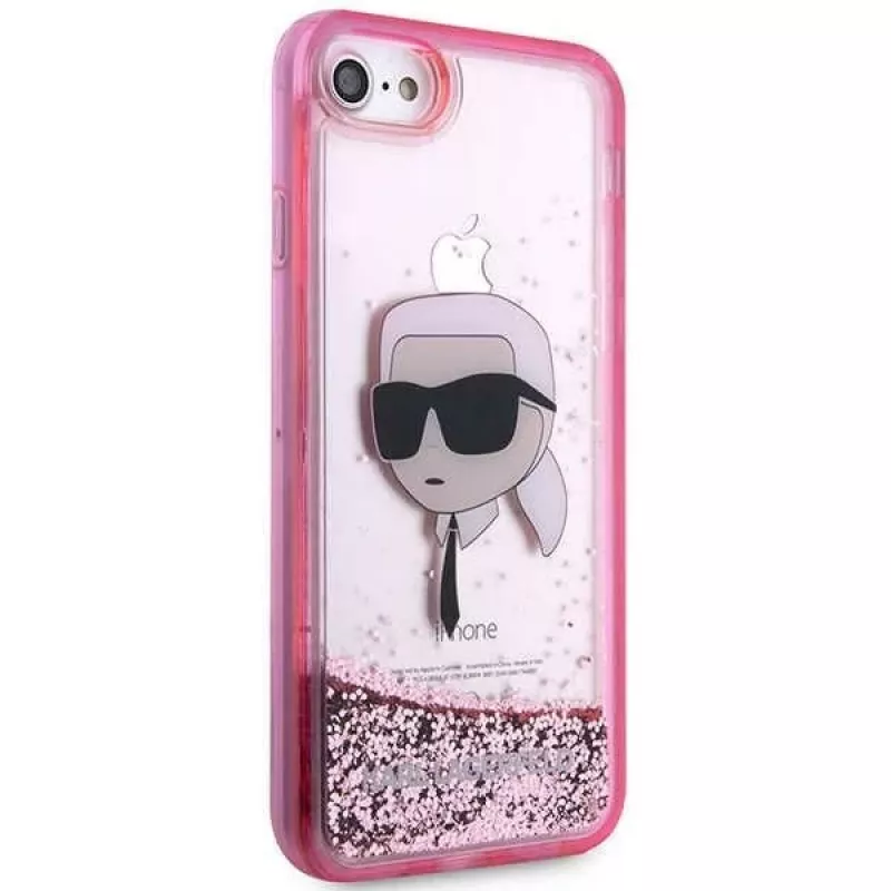 Karl Lagerfeld KLHCI8LNKHCP Hardcase Glitter Karl Head für iPhone 7/8/SE 2020/SE 2022, Pink