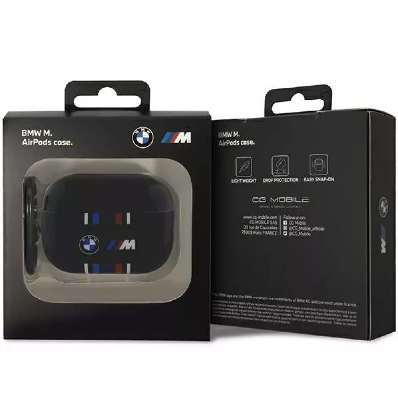 BMW AirPods Pro 2nd Generation Schutzhülle Schwarz mit M-Stripe Design