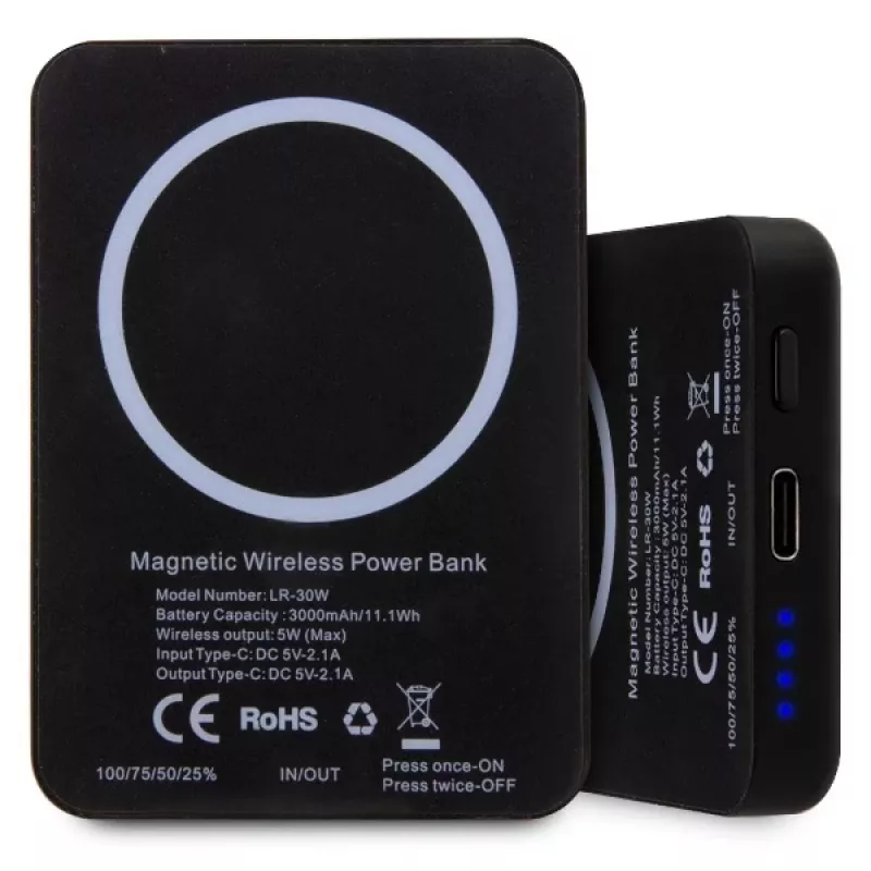 Karl Lagerfeld Ikonik MagSafe Wireless Power Bank 3000mAh Black