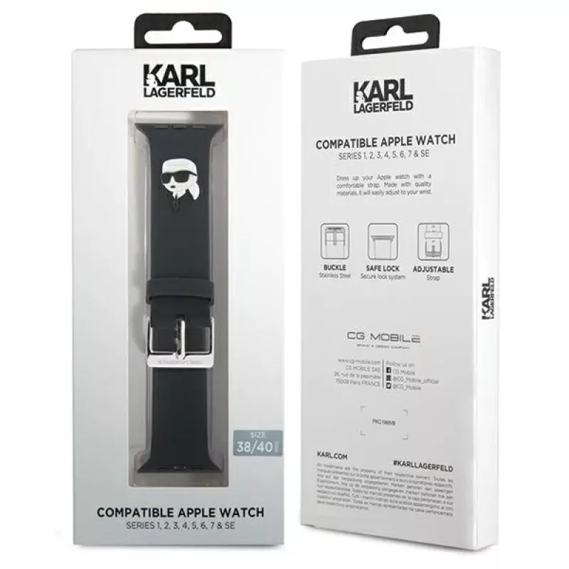 Karl Lagerfeld 3D Rubber Karl Head Armband für Apple Watch 38/40/41mm Schwarz