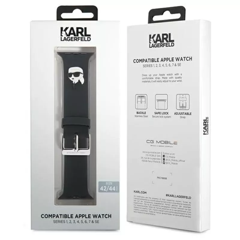 Karl Lagerfeld 3D Rubber Karl Head Watch Strap für Apple Watch 42/44/45/49mm Schwarz