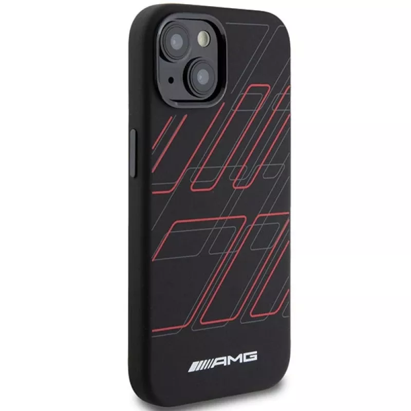 AMG AMHMP15S23SSPK Hardcase Silikon Großes Rautenmuster MagSafe für iPhone 15/14/13 6.1 Schwarz