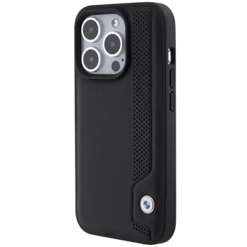 BMW BMHCP15X22RBDK Hardcase Leder Blue Dots für iPhone 15 Pro Max 6,7 Zoll Schwarz