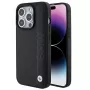 BMW BMHCP15L22RDPK iPhone 15 Pro 6,1 inch Hardcase Leder Textur & Streifen Schwarz