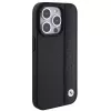 BMW BMHCP15L22RDPK iPhone 15 Pro 6,1 inch Hardcase Leder Textur & Streifen Schwarz