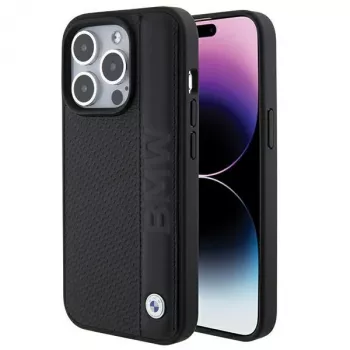 BMW M Collection iPhone 15 Pro Max 6,7 inch Black Hardcase Leder Textured & Stripe