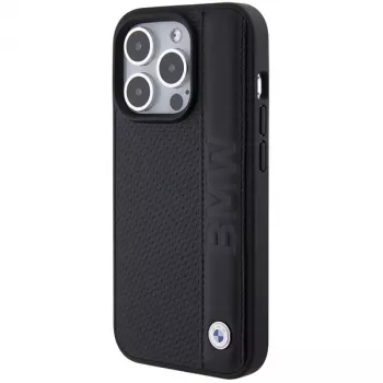 BMW M Collection iPhone 15 Pro Max 6,7 inch Black Hardcase Leder Textured & Stripe