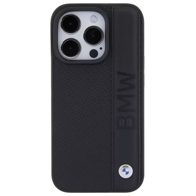 BMW M Collection iPhone 15 Pro Max 6,7 inch Black Hardcase Leder Textured & Stripe