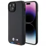 BMW M Collection Leather Stamp Back Cover für iPhone 15 Plus / 14 Plus 6,7 inch - Black Tricolor