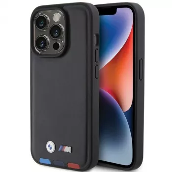 BMW Leather Stamp Tricolor Case für iPhone 15 Pro 6,1 inch Schwarz