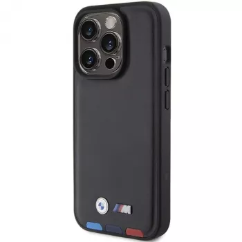 BMW Leather Stamp Tricolor Case für iPhone 15 Pro 6,1 inch Schwarz