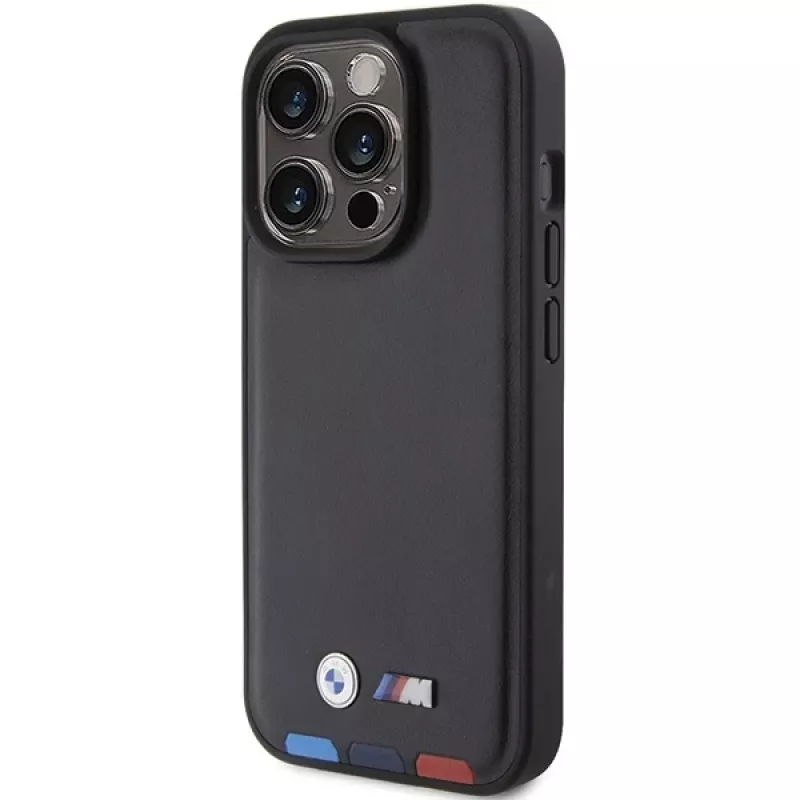 BMW Leather Stamp Tricolor Case für iPhone 15 Pro 6,1 inch Schwarz