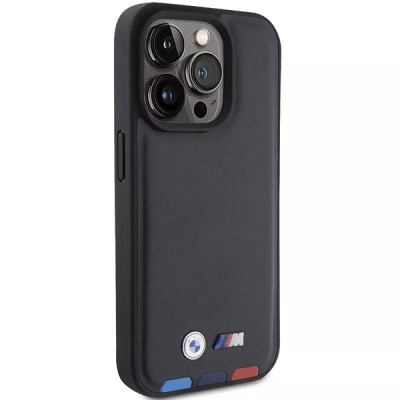 BMW Leather Stamp Tricolor Case für iPhone 15 Pro 6,1 inch Schwarz