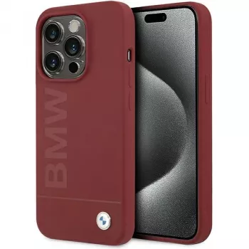 BMW M Collection Silicone Hard Case mit MagSafe für Apple iPhone 15 Pro 6,1 inch Rot Big Logo