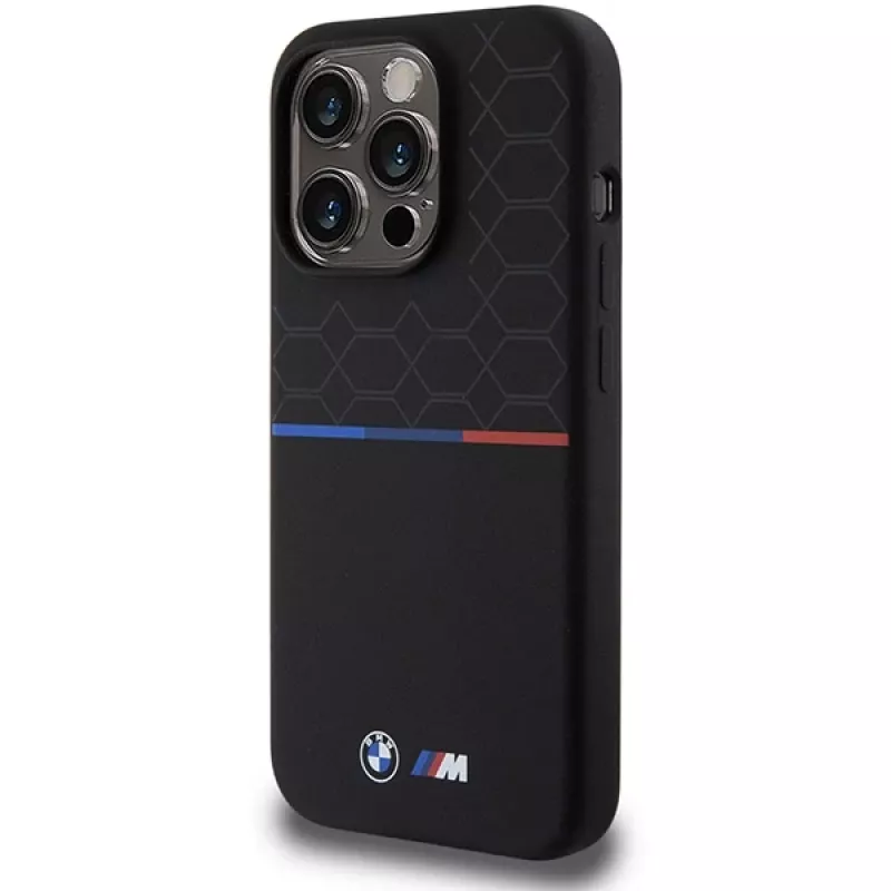 BMW M Silicone Pattern MagSafe Hard Case für Apple iPhone 15 Pro 6,1 inch - Schwarz