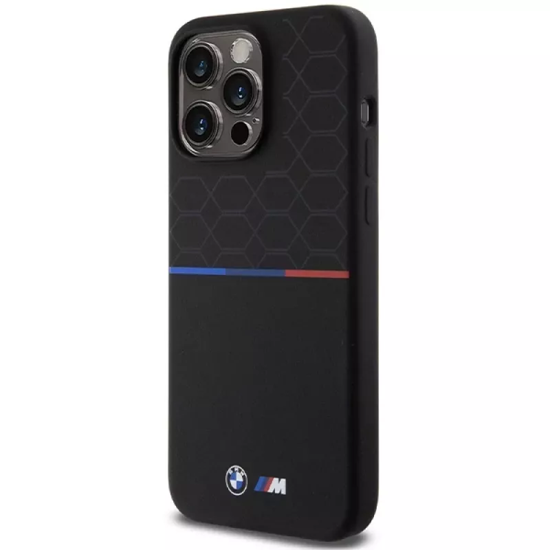 BMW M Silicone Pattern MagSafe Hard Case für iPhone 15 Pro Max 6,7 inch Schwarz