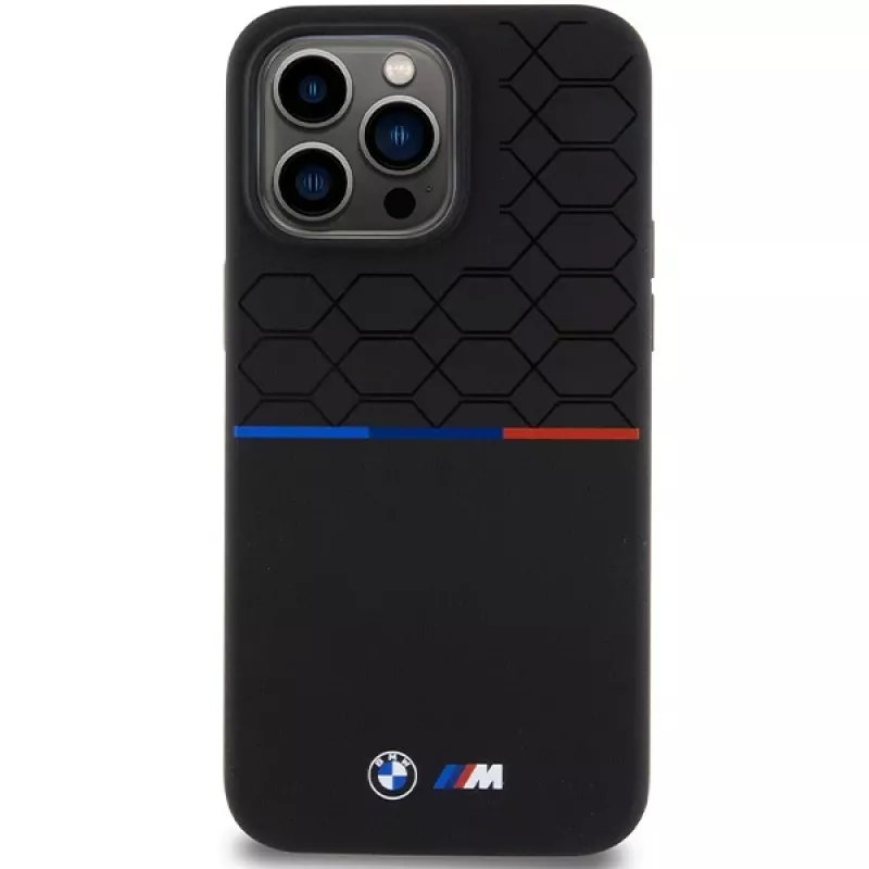 BMW M Silicone Pattern MagSafe Hard Case für iPhone 15 Pro Max 6,7 inch Schwarz