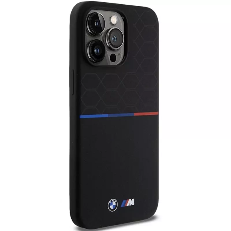 BMW M Silicone Pattern MagSafe Hard Case für iPhone 15 Pro Max 6,7 inch Schwarz