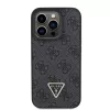 GUESS PU 4G Strass Triangle Metal Case + Strap für iPhone 15 Pro Schwarz