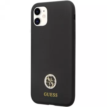 Guess GUHCN614DGPK Hardcase Silicone Logo Strass 4G Back Cover für Apple iPhone 11 / Xr 6,1 Zoll Schwarz