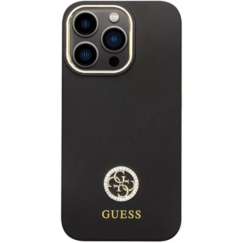 Guess GUHCP13LM4DGPK iPhone 13 Pro / 13 Hardcase Silicone Logo Strass 4G Black
