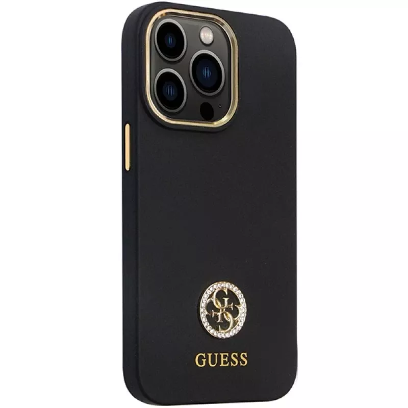 Guess GUHCP13LM4DGPK iPhone 13 Pro / 13 Hardcase Silicone Logo Strass 4G Black