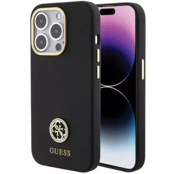 Guess GUHCP15LM4DGPK iPhone 15 Pro 6.1 Black Hardcase Silicone Logo Strass 4G