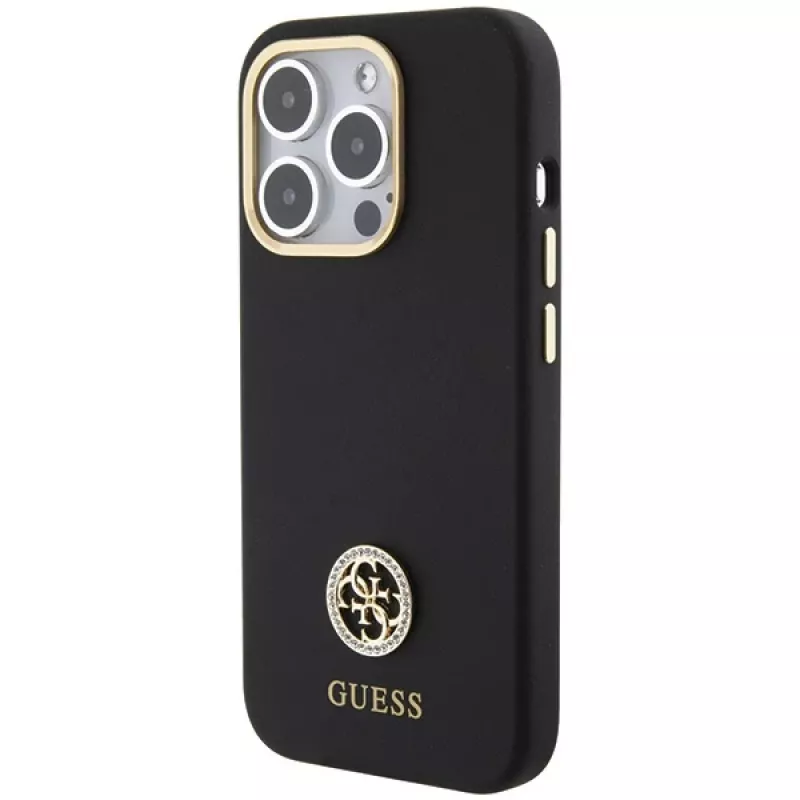 Guess GUHCP15LM4DGPK iPhone 15 Pro 6.1 Black Hardcase Silicone Logo Strass 4G