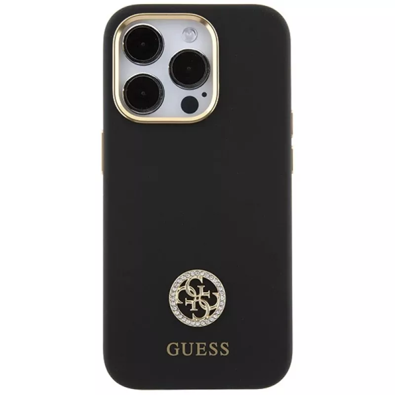 Guess GUHCP15LM4DGPK iPhone 15 Pro 6.1 Black Hardcase Silicone Logo Strass 4G