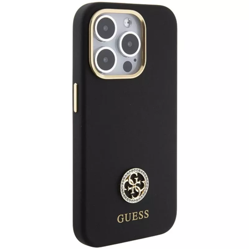 Guess GUHCP15LM4DGPK iPhone 15 Pro 6.1 Black Hardcase Silicone Logo Strass 4G