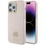 Guess GUHCP15XM4DGPP iPhone 15 Pro Max 6,7 inch Pink Silicone Hardcase mit Strass Logo 4G