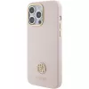 Guess GUHCP15XM4DGPP iPhone 15 Pro Max 6,7 inch Pink Silicone Hardcase mit Strass Logo 4G