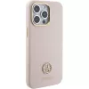 Guess GUHCP15XM4DGPP iPhone 15 Pro Max 6,7 inch Pink Silicone Hardcase mit Strass Logo 4G