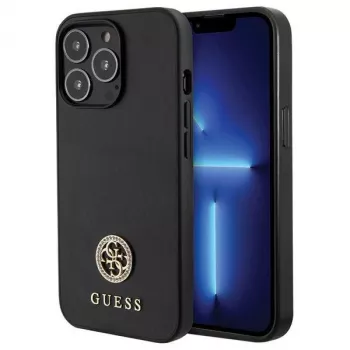 Guess GUHCP13LPS4DGPK Hardcase für Apple iPhone 13 Pro 6,1 Zoll Schwarz Strass Metall-Logo