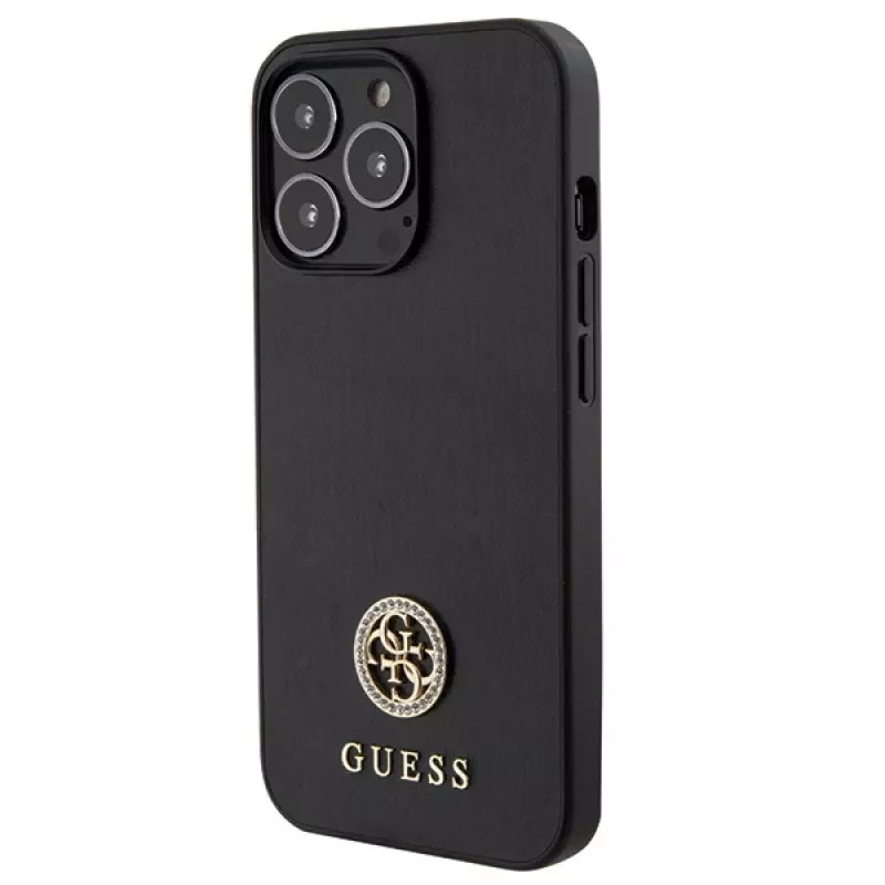 Guess GUHCP13LPS4DGPK Hardcase für Apple iPhone 13 Pro 6,1 Zoll Schwarz Strass Metall-Logo